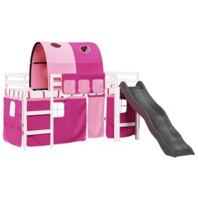 vidaXL Kinderhochbett mit Tunnel Rosa 80x200 cm Massivholz Kiefer