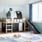 vidaXL Kinderhochbett mit Tunnel Weiß & Schwarz 90x190 cm Kiefernholz vidaXL Kinderhochbett mit Tunnel Weiß & Schwarz 90x190 cm Kiefernholz