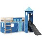 vidaXL Kinderhochbett mit Turm Blau 90x190 cm Massivholz Kiefer vidaXL Kinderhochbett mit Turm Blau 90x190 cm Massivholz Kiefer