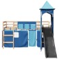 vidaXL Kinderhochbett mit Turm Blau 90x190 cm Massivholz Kiefer vidaXL Kinderhochbett mit Turm Blau 90x190 cm Massivholz Kiefer