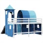 vidaXL Kinderhochbett mit Turm Blau 80x200 cm Massivholz Kiefer vidaXL Kinderhochbett mit Turm Blau 80x200 cm Massivholz Kiefer