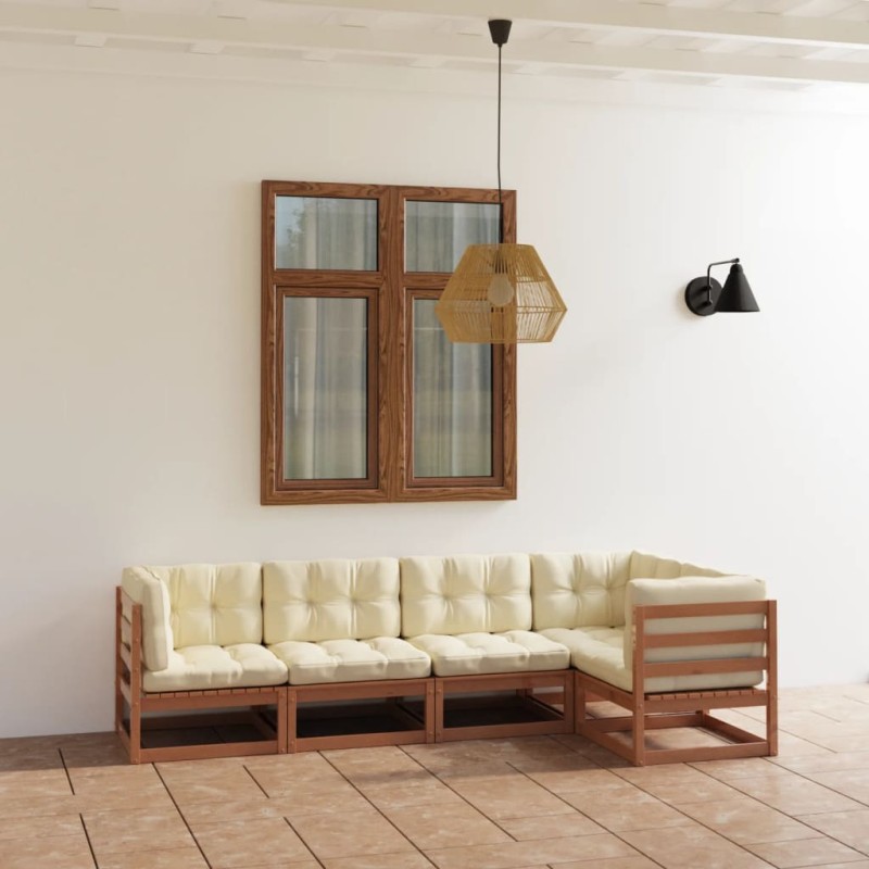 vidaXL 5-tlg. Garten-Lounge-Set mit Kissen Kiefer Massivholz vidaXL 5-tlg. Garten-Lounge-Set mit Kissen Kiefer Massivholz