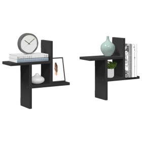 vidaXL Wandregale 2 Stk. Schwarz 38x12x38 cm Holzwerkstoff