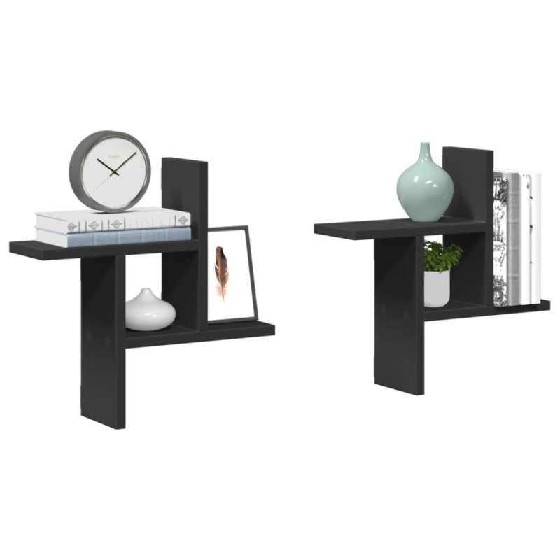 vidaXL Wandregale 2 Stk. Schwarz 38x12x38 cm Holzwerkstoff vidaXL Wandregale 2 Stk. Schwarz 38x12x38 cm Holzwerkstoff