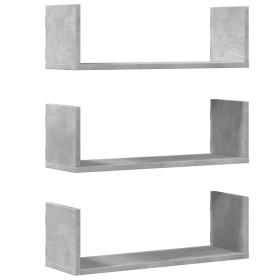 vidaXL Wandregale 3 Stk. Betongrau 58x18x18 cm Holzwerkstoff
