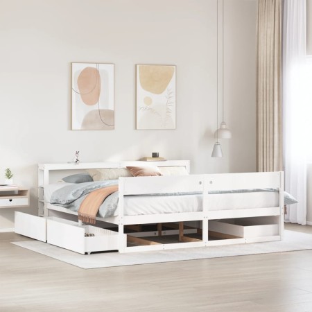 vidaXL Massivholzbett ohne Matratze Weiß 180x200 cm Kiefernholz