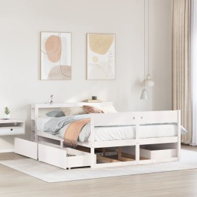 vidaXL Massivholzbett ohne Matratze Weiß 120x190 cm Kiefernholz