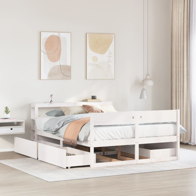 vidaXL Massivholzbett ohne Matratze Weiß 120x190 cm Kiefernholz vidaXL Massivholzbett ohne Matratze Weiß 120x190 cm Kiefernholz