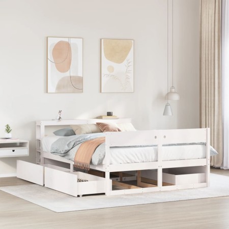 vidaXL Massivholzbett ohne Matratze Weiß 120x190 cm Kiefernholz