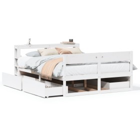 vidaXL Massivholzbett ohne Matratze Weiß 120x190 cm Kiefernholz