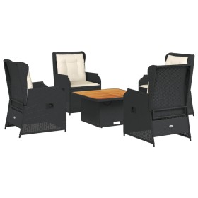 vidaXL 5-tlg. Garten-Lounge-Set mit Kissen Schwarz Poly Rattan