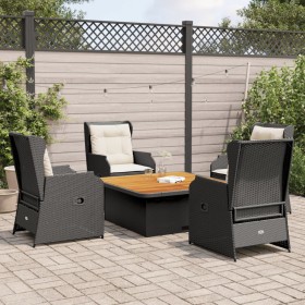 vidaXL 5-tlg. Garten-Lounge-Set mit Kissen Schwarz Poly Rattan