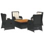 vidaXL 5-tlg. Garten-Lounge-Set mit Kissen Schwarz Poly Rattan vidaXL 5-tlg. Garten-Lounge-Set mit Kissen Schwarz Poly Rattan