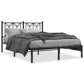 vidaXL Bettgestell mit Kopfteil Metall Schwarz 135x190 cm
