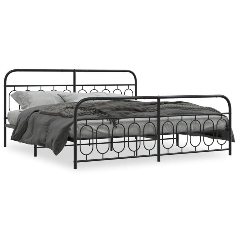 vidaXL Bettgestell mit Kopf- und Fußteil Metall Schwarz 200x200 cm vidaXL Bettgestell mit Kopf- und Fußteil Metall Schwarz 200x200 cm