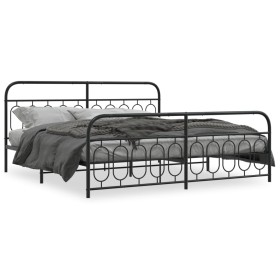 vidaXL Bettgestell mit Kopf- und Fußteil Metall Schwarz 200x200 cm