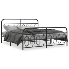 vidaXL Bettgestell mit Kopf- und Fußteil Metall Schwarz 183x213 cm