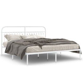 vidaXL Bettgestell mit Kopfteil Metall Weiß 183x213 cm