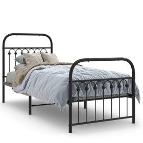 vidaXL Bettgestell mit Kopf- und Fußteil Metall Schwarz 80x200 cm