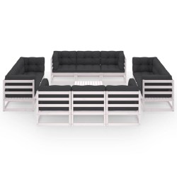 13-tlg. Garten-Lounge-Set mit Kissen Kiefer Massivholz
