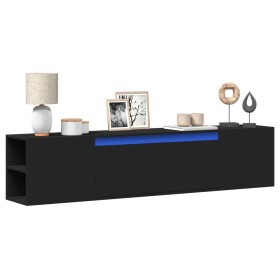 vidaXL TV-Wandschrank mit LED-Beleuchtung Schwarz 180x31x39,5 cm