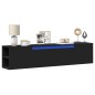 vidaXL TV-Wandschrank mit LED-Beleuchtung Schwarz 180x31x39,5 cm vidaXL TV-Wandschrank mit LED-Beleuchtung Schwarz 180x31x39,5 cm