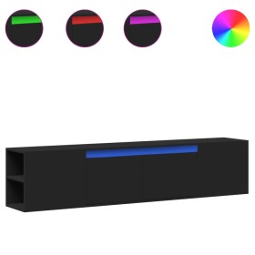 vidaXL TV-Wandschrank mit LED-Beleuchtung Schwarz 180x31x39,5 cm
