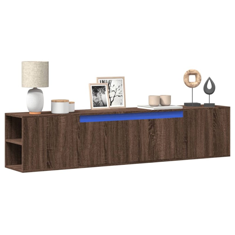 vidaXL TV-Wandschrank mit LED-Beleuchtung Braun Eiche 180x31x39,5 cm vidaXL TV-Wandschrank mit LED-Beleuchtung Braun Eiche 180x31x39,5 cm
