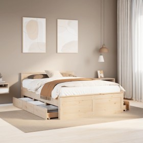 vidaXL Massivholzbett ohne Matratze mit Kopfteil 150x200 cm Kiefer