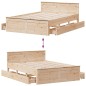 vidaXL Massivholzbett ohne Matratze mit Kopfteil 150x200 cm Kiefer