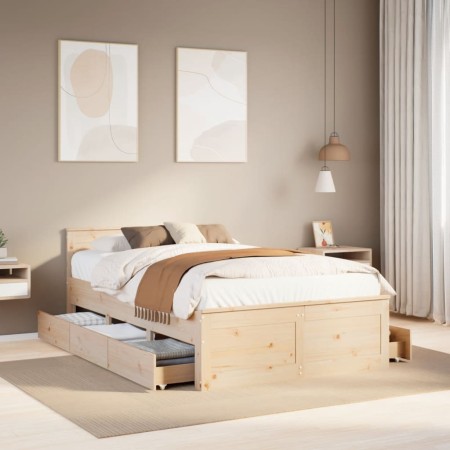 vidaXL Massivholzbett ohne Matratze mit Kopfteil 120x190 cm Kiefer