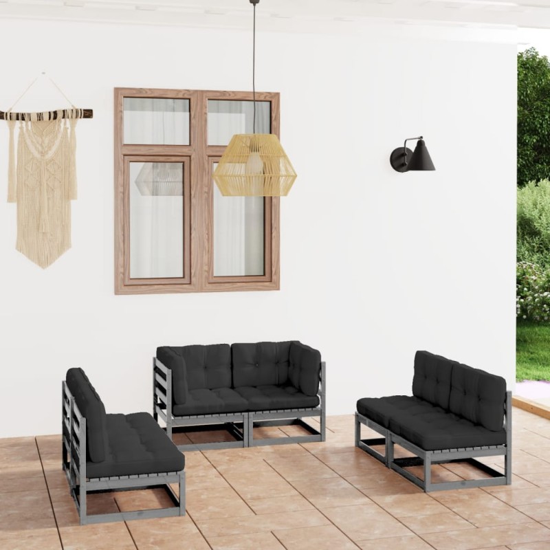 6-tlg. Garten-Lounge-Set mit Kissen Kiefer Massivholz 6-tlg. Garten-Lounge-Set mit Kissen Kiefer Massivholz
