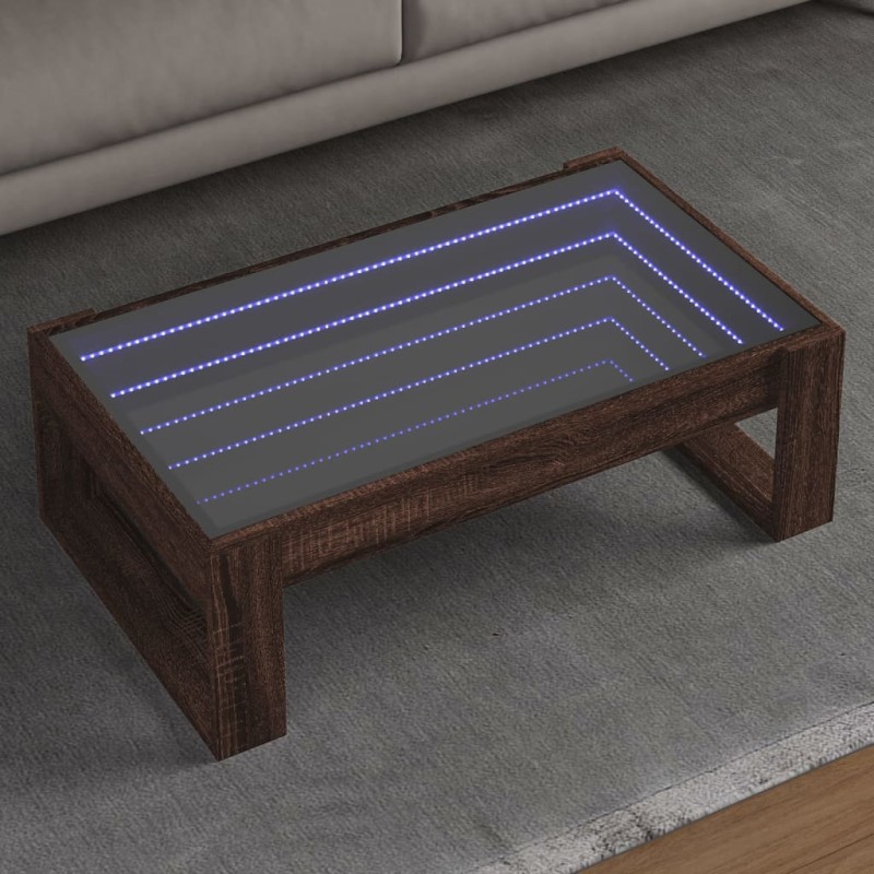vidaXL Couchtisch mit Infinity-LED Braun Eichen-Optik 90x53x30 cm vidaXL Couchtisch mit Infinity-LED Braun Eichen-Optik 90x53x30 cm