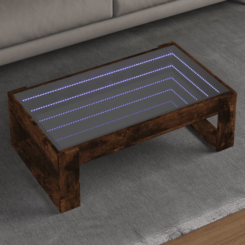 vidaXL Couchtisch mit Infinity-LED Räuchereiche 90x53x30 cm vidaXL Couchtisch mit Infinity-LED Räuchereiche 90x53x30 cm