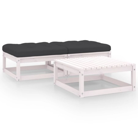 vidaXL 3-tlg. Garten-Lounge-Set mit Kissen Massivholz Kiefer