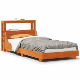 vidaXL Massivholzbett ohne Matratze Wachsbraun 100x200 Kiefernholz