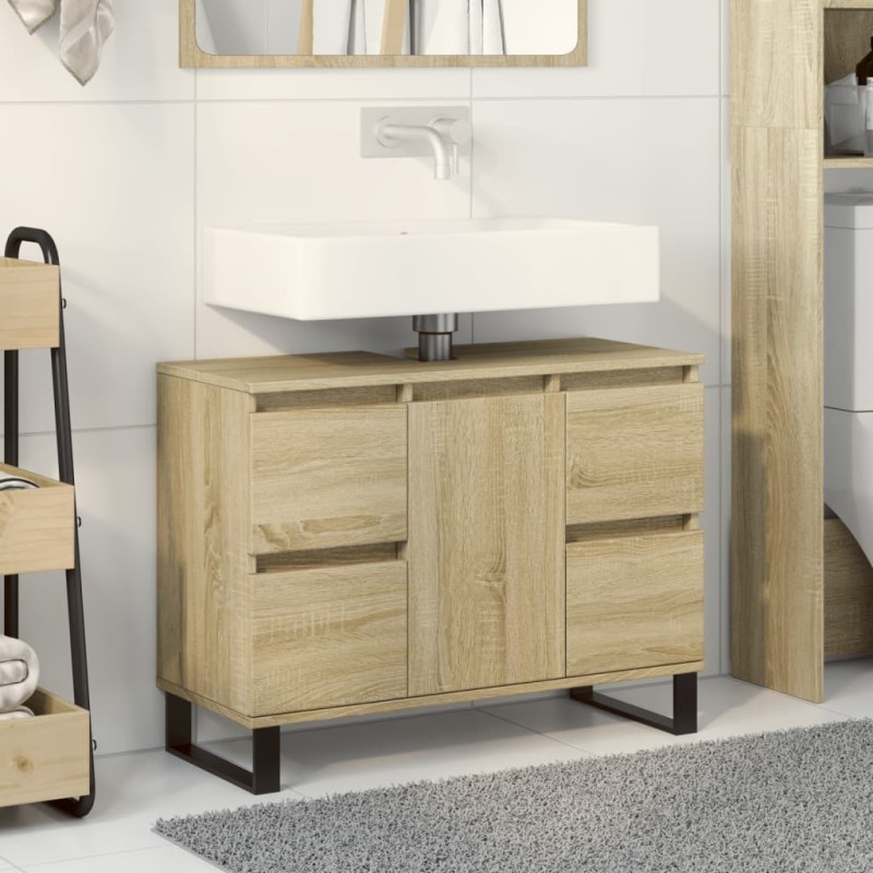 vidaXL Badschrank Sonoma-Eiche 80x33x60 cm Holzwerkstoff vidaXL Badschrank Sonoma-Eiche 80x33x60 cm Holzwerkstoff