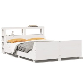 vidaXL Massivholzbett ohne Matratze Weiß 160x200 Kiefernholz