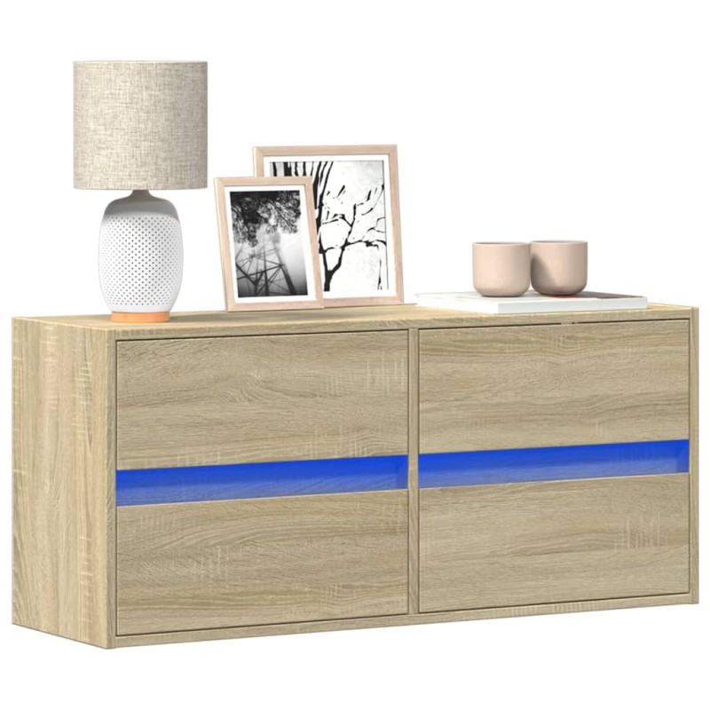 vidaXL TV-Wandschrank mit LED-Beleuchtung Sonoma-Eiche 100x31x45 cm vidaXL TV-Wandschrank mit LED-Beleuchtung Sonoma-Eiche 100x31x45 cm
