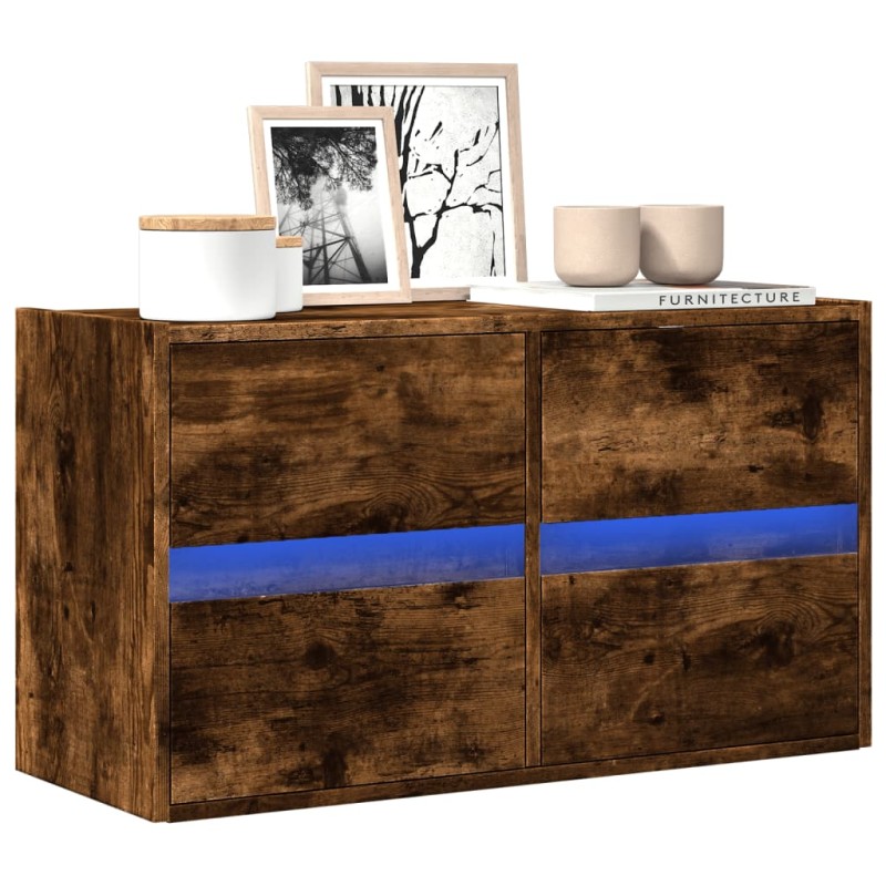 vidaXL TV-Wandschrank mit LED-Beleuchtung Räuchereiche 80x31x45 cm vidaXL TV-Wandschrank mit LED-Beleuchtung Räuchereiche 80x31x45 cm