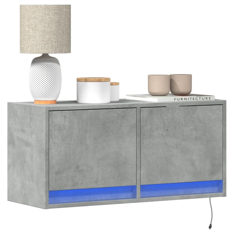 vidaXL TV-Wandschrank mit LED-Beleuchtung Betongrau 80x31x35 cm vidaXL TV-Wandschrank mit LED-Beleuchtung Betongrau 80x31x35 cm