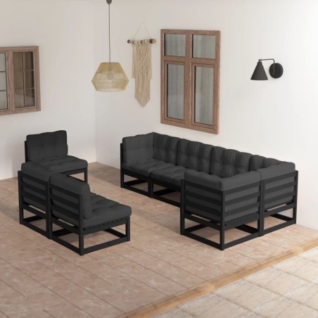 8-tlg. Garten-Lounge-Set mit Kissen Kiefer Massivholz