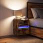 vidaXL Wand-Nachttisch mit LED-Leuchten Räuchereiche vidaXL Wand-Nachttisch mit LED-Leuchten Räuchereiche