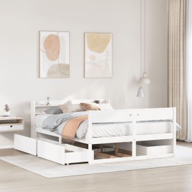 vidaXL Massivholzbett ohne Matratze Weiß 160x200 Kiefernholz