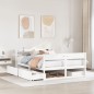 vidaXL Massivholzbett ohne Matratze Weiß 160x200 Kiefernholz vidaXL Massivholzbett ohne Matratze Weiß 160x200 Kiefernholz