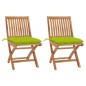 vidaXL Gartenstühle 2 Stk. mit Hellgrünen Kissen Massivholz Teak vidaXL Gartenstühle 2 Stk. mit Hellgrünen Kissen Massivholz Teak