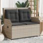 vidaXL Gartenbank Verstellbar mit Kissen Hellgrau Poly Rattan vidaXL Gartenbank Verstellbar mit Kissen Hellgrau Poly Rattan