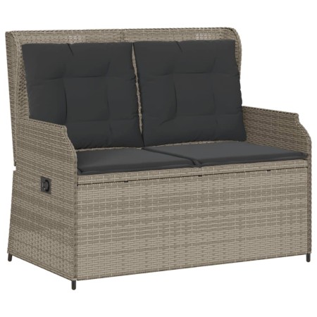 vidaXL Gartenbank Verstellbar mit Kissen Hellgrau Poly Rattan