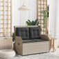 vidaXL Gartenbank Verstellbar mit Kissen Hellgrau Poly Rattan vidaXL Gartenbank Verstellbar mit Kissen Hellgrau Poly Rattan