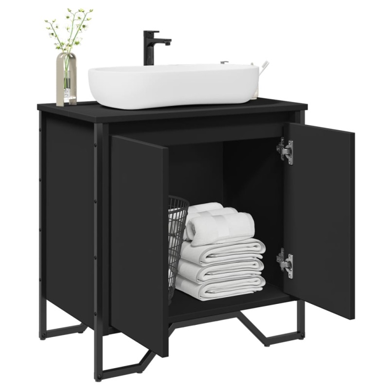 vidaXL Waschbeckenunterschrank Schwarz 60x35x60 cm Holzwerkstoff vidaXL Waschbeckenunterschrank Schwarz 60x35x60 cm Holzwerkstoff
